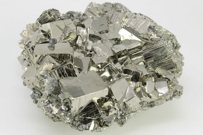 3.4" Shiny, Cubic Pyrite Crystal Cluster - Peru